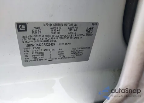 2016 GMC Yukon Denali from USA, damaged, VIN 1GKS2CKJ2GR429435